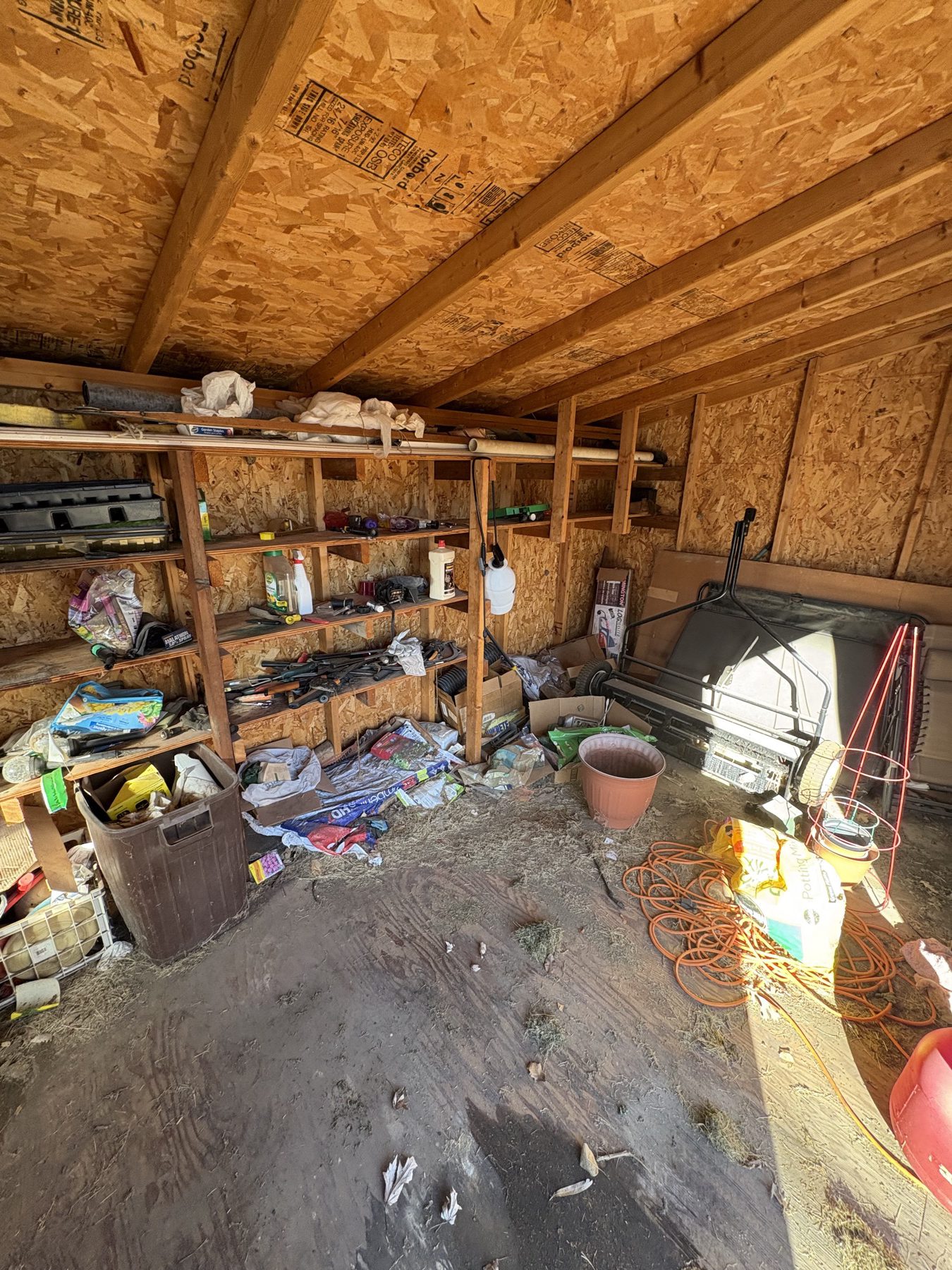 Cluttered residential storage shed before a 319Junk removal job